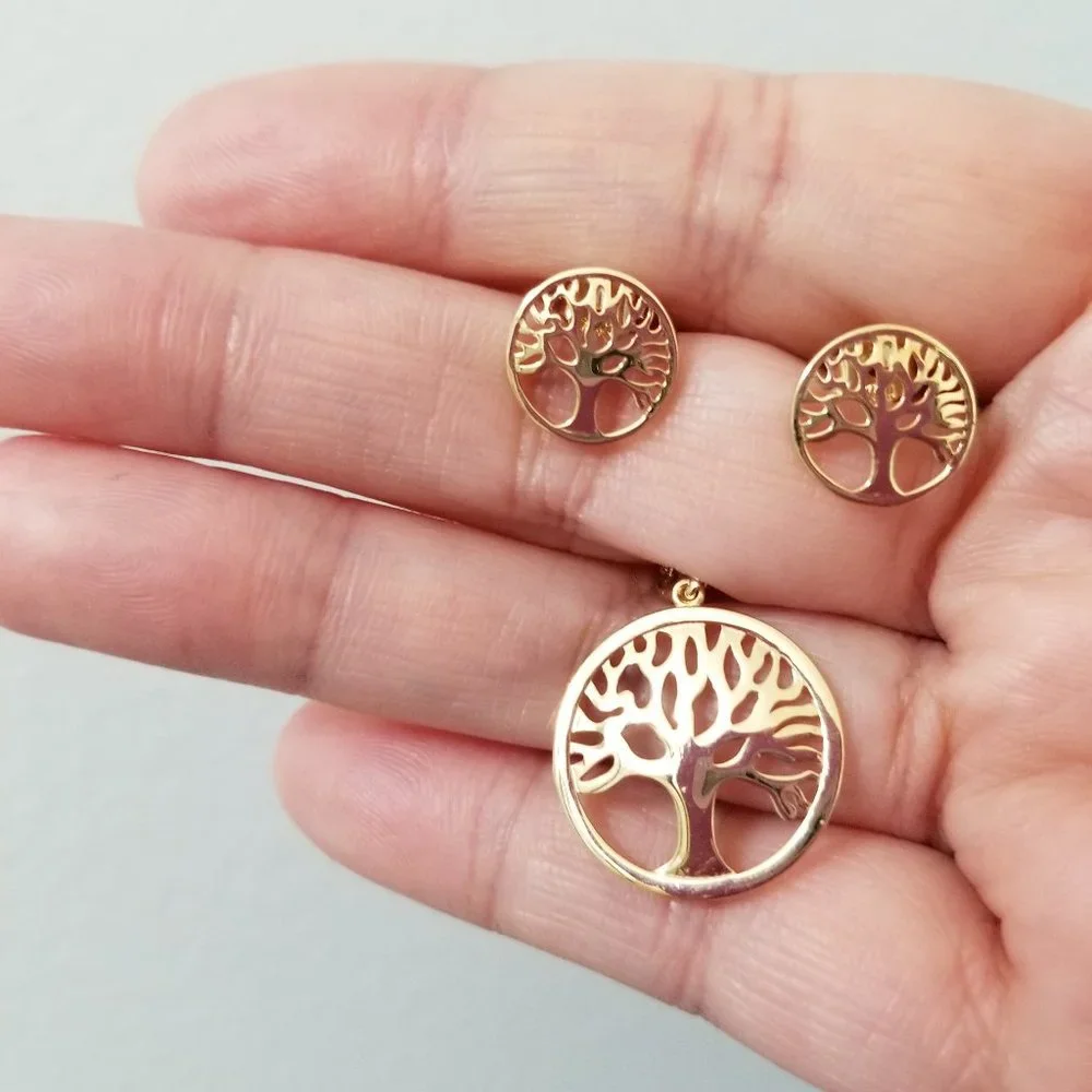 Set of earring, pendant with chain - Picture 4 of 9